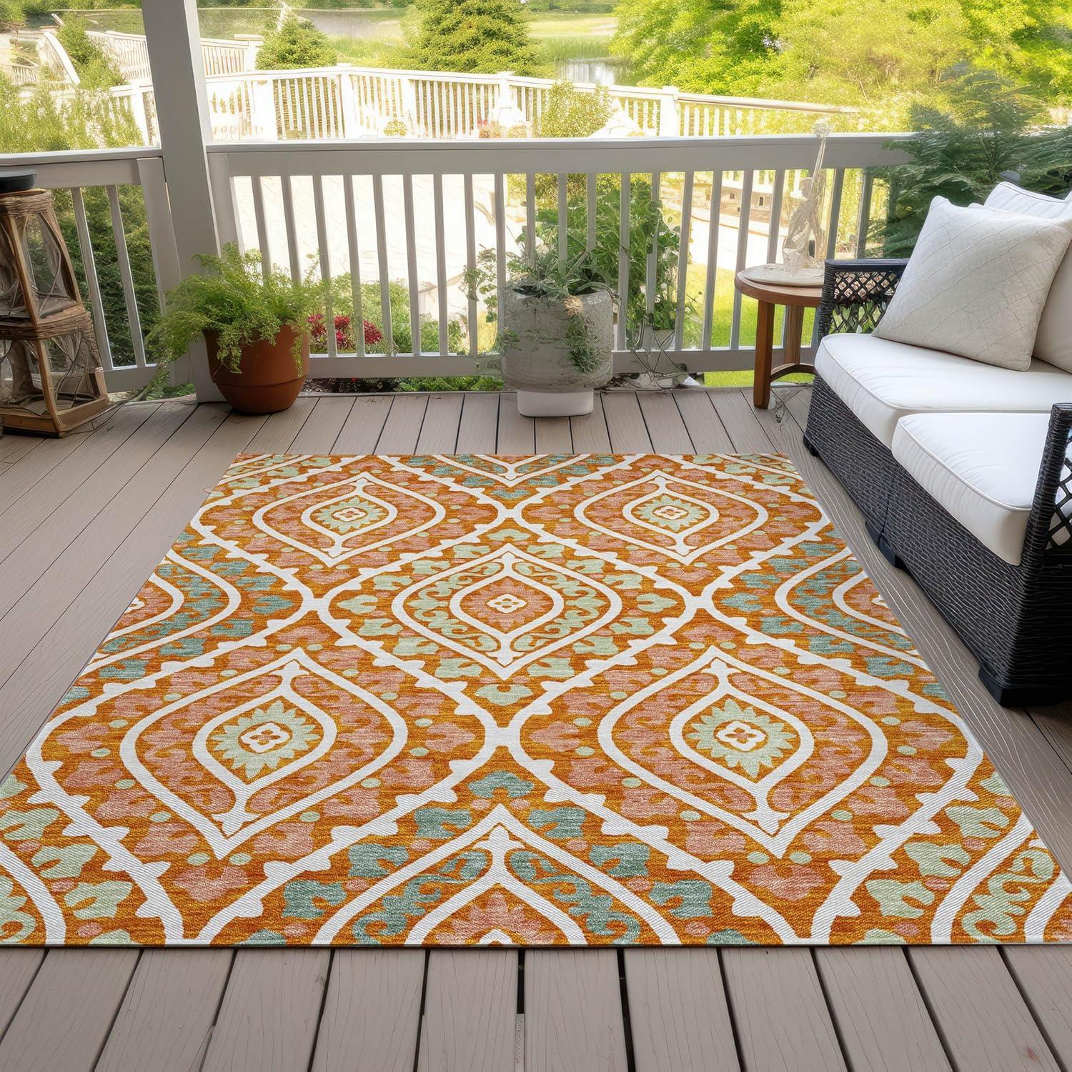 Addison Rugs Chantille ACN761 Orange 3' x 5' Indoor/Outdoor, Machine Washable, Easy Clean, Non Shedding, Bedroom, Living Room, Dining Room, Kitchen, Patio Rug