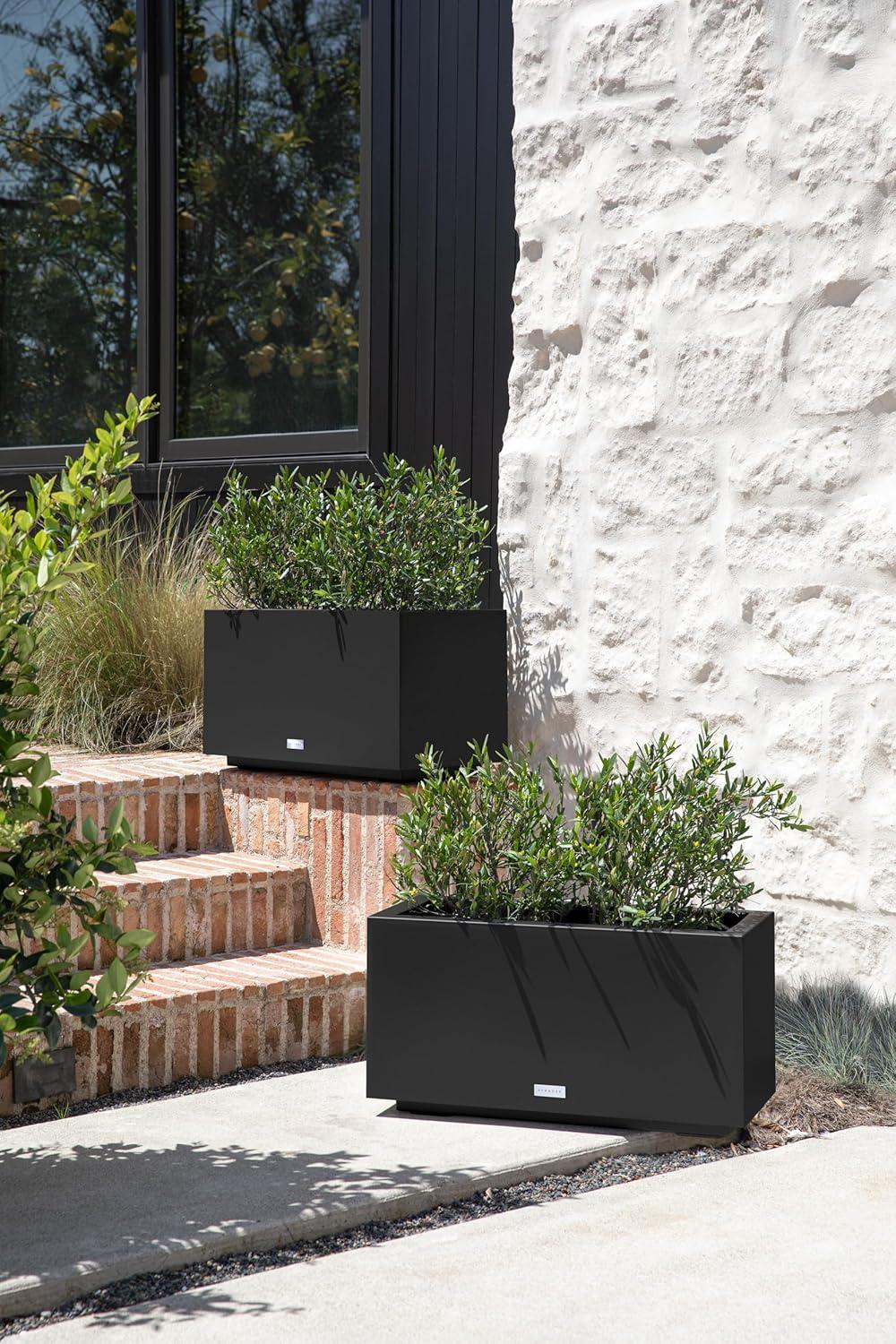 Veradek Block Series Long Box Small 25" Plastic Planter - Black