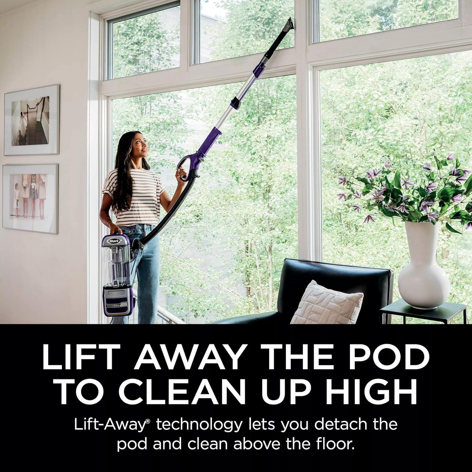 Shark Navigator Powered Lift-Away Upright Vacuum - NV586: HEPA Filter, Pet Hair, Swivel Head, Multi-Surface, 25' Cord