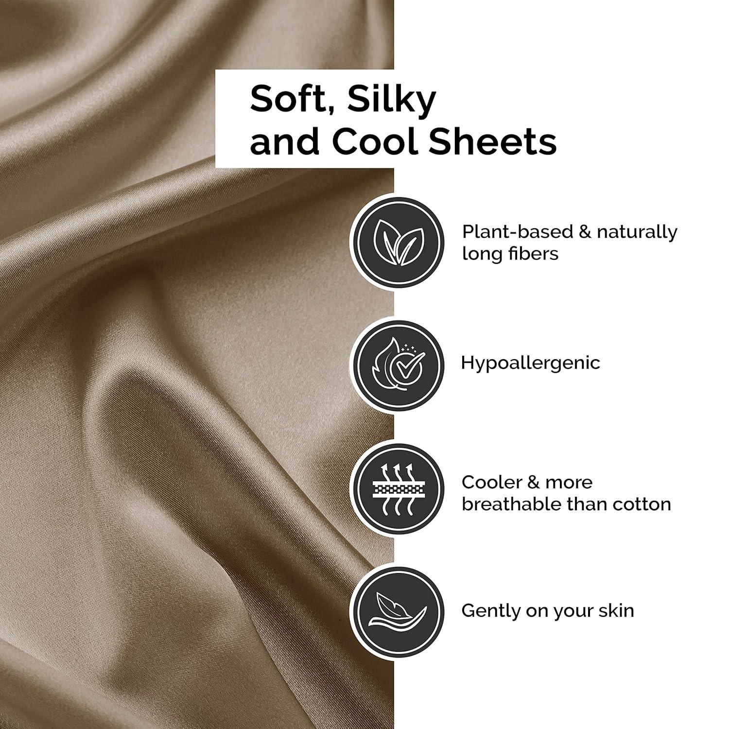 Taupe Twin Organic Bamboo Cotton Deep Pocket Sheet Set