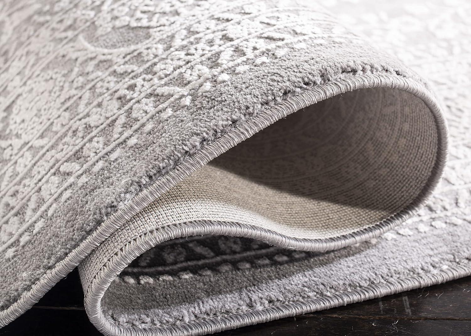 Reflection RFT668 Power Loomed Runner Rug - Light Grey/Cream - 2'3"x12' - Safavieh.