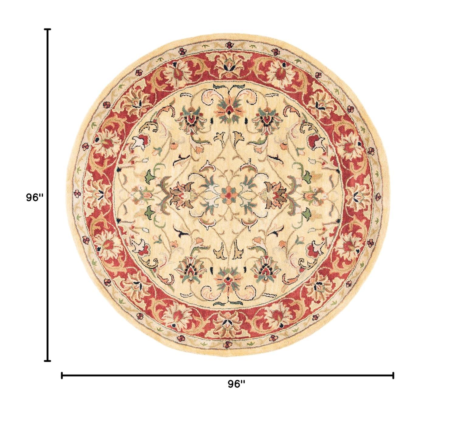 SAFAVIEH Classic Nicholas Floral Bordered Wool Area Rug, Gold/Red, 8' x 8' Round
