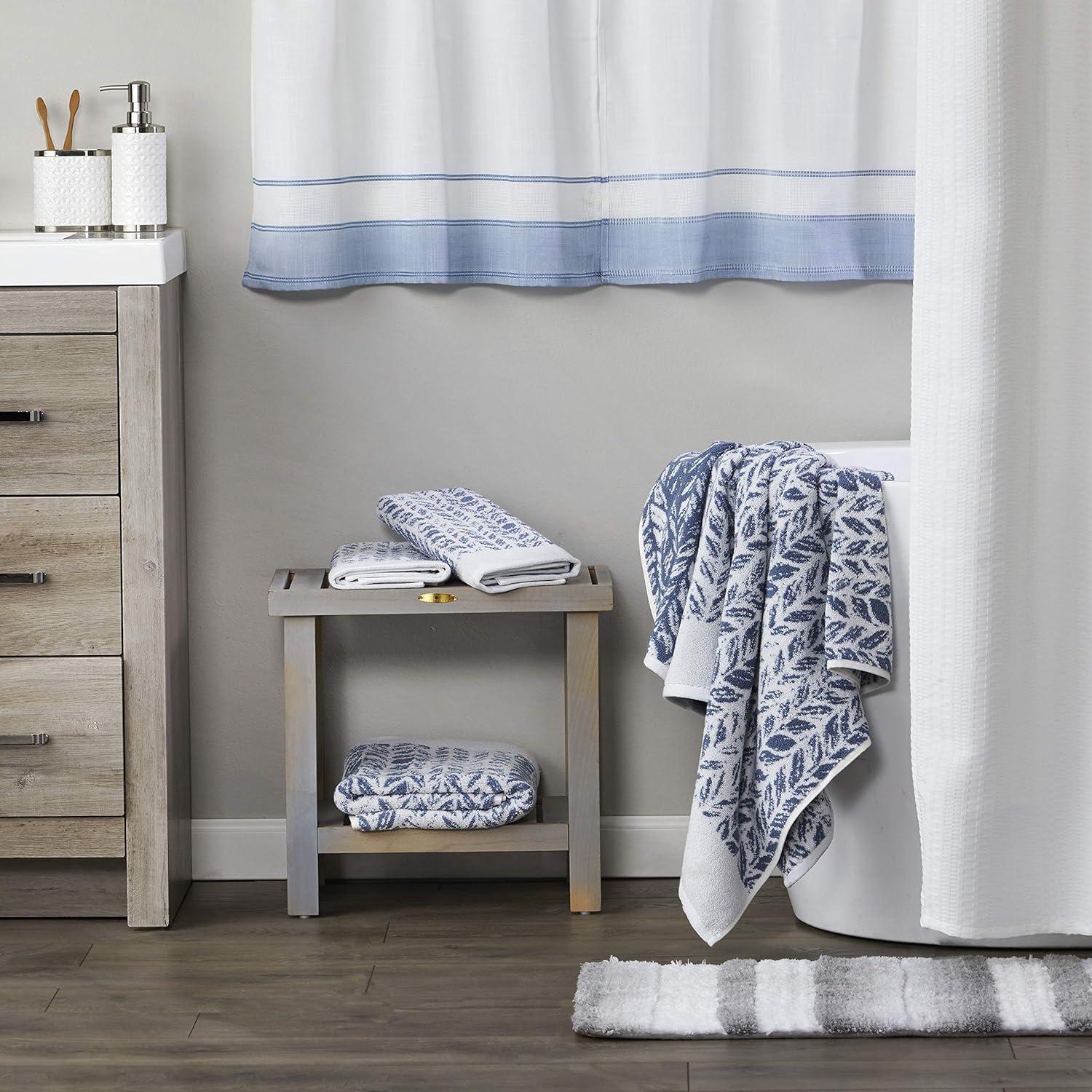 2pc Distressed Leaves Hand Towel Set Blue - SKL Home: Cotton Jacquard, Midweight, Machine Washable