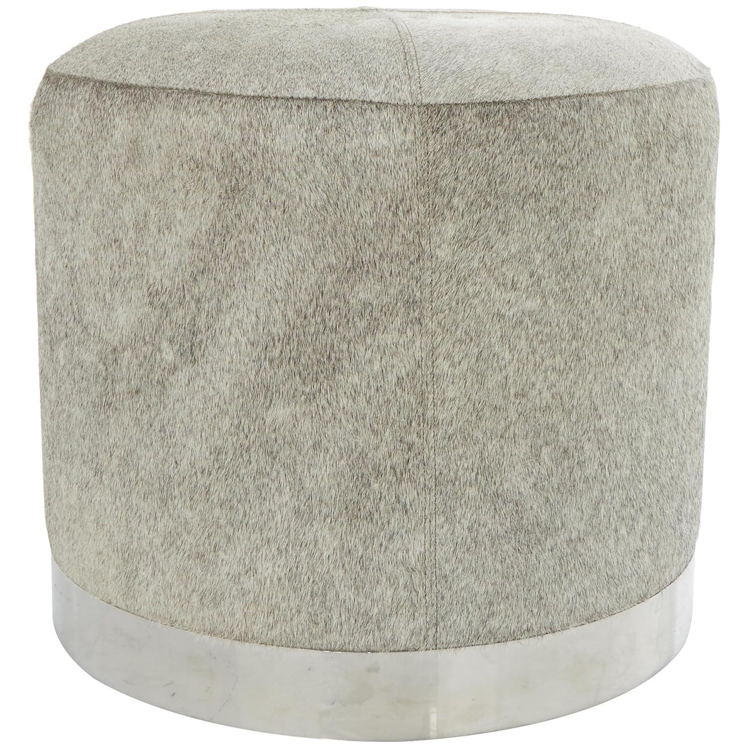 DecMode 16" x 17" Gold Leather Handmade Stool with Gold Foil Paint, 1-Piece