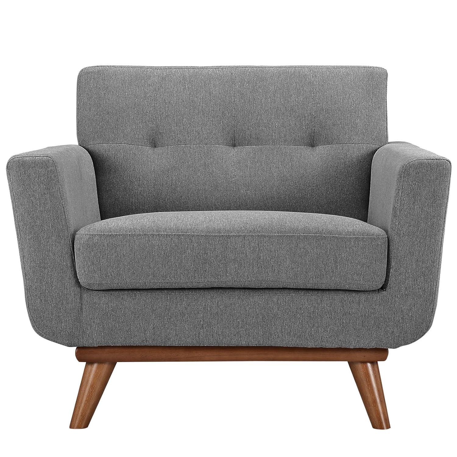 Modway Engage Upholstered Fabric Armchair in Expectation Gray