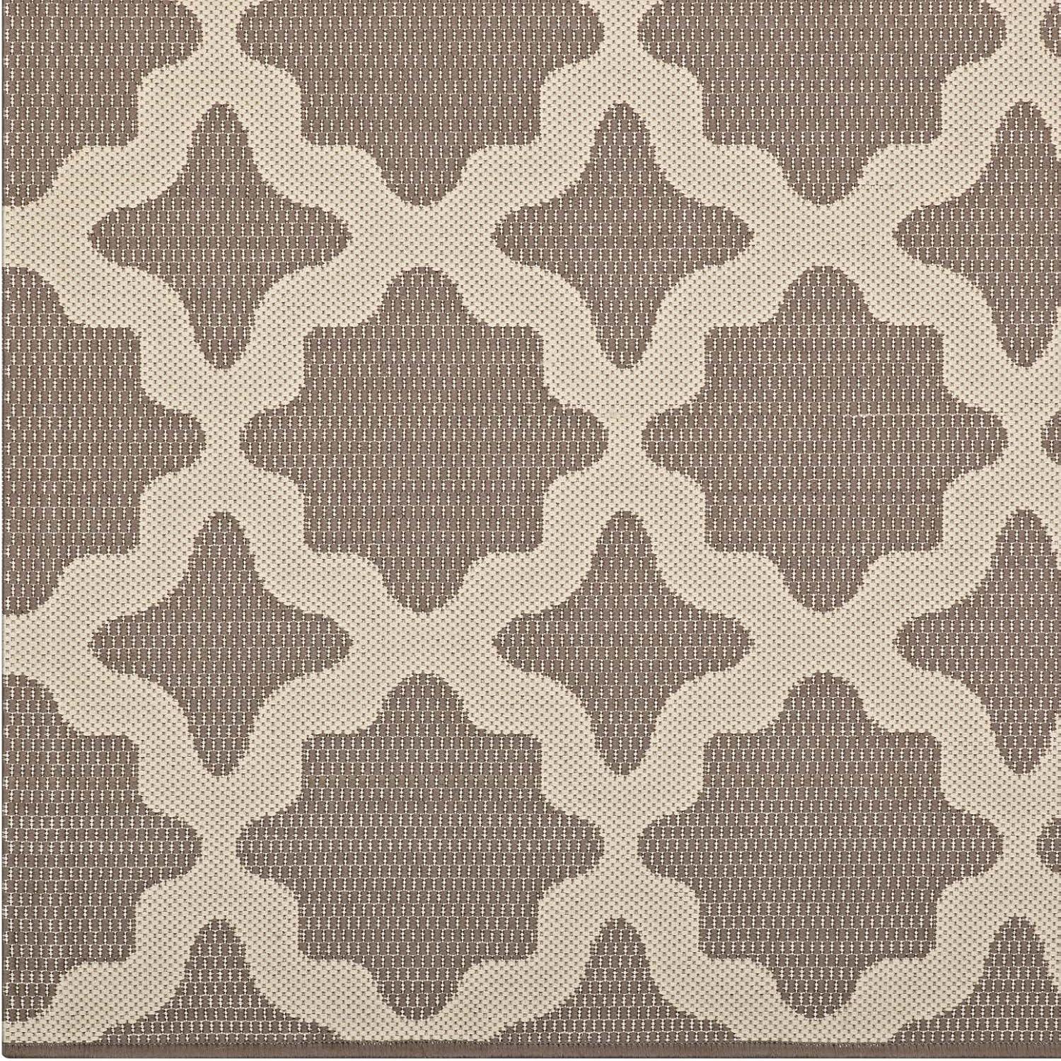 Modway Cerelia 94.5x122" Moroccan Trellis Fabric Area Rug in Light/Dark Beige