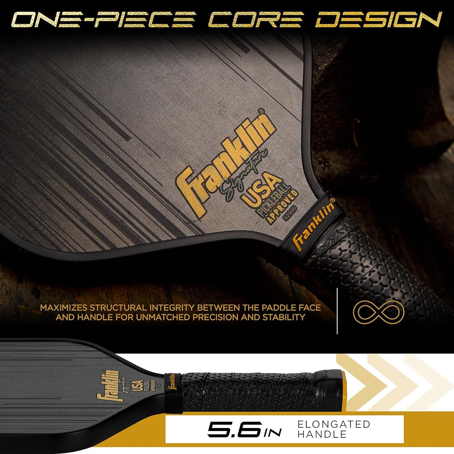 Franklin Sports Pro Pickleball Paddles - Signature Series STK Carbon Fiber Pickleball Paddle - USA Pickleball (USAPA) Approved Tournament Paddle - Polypropylene Core Pro Paddles - 14.5mm 16mm Cores 17mm
