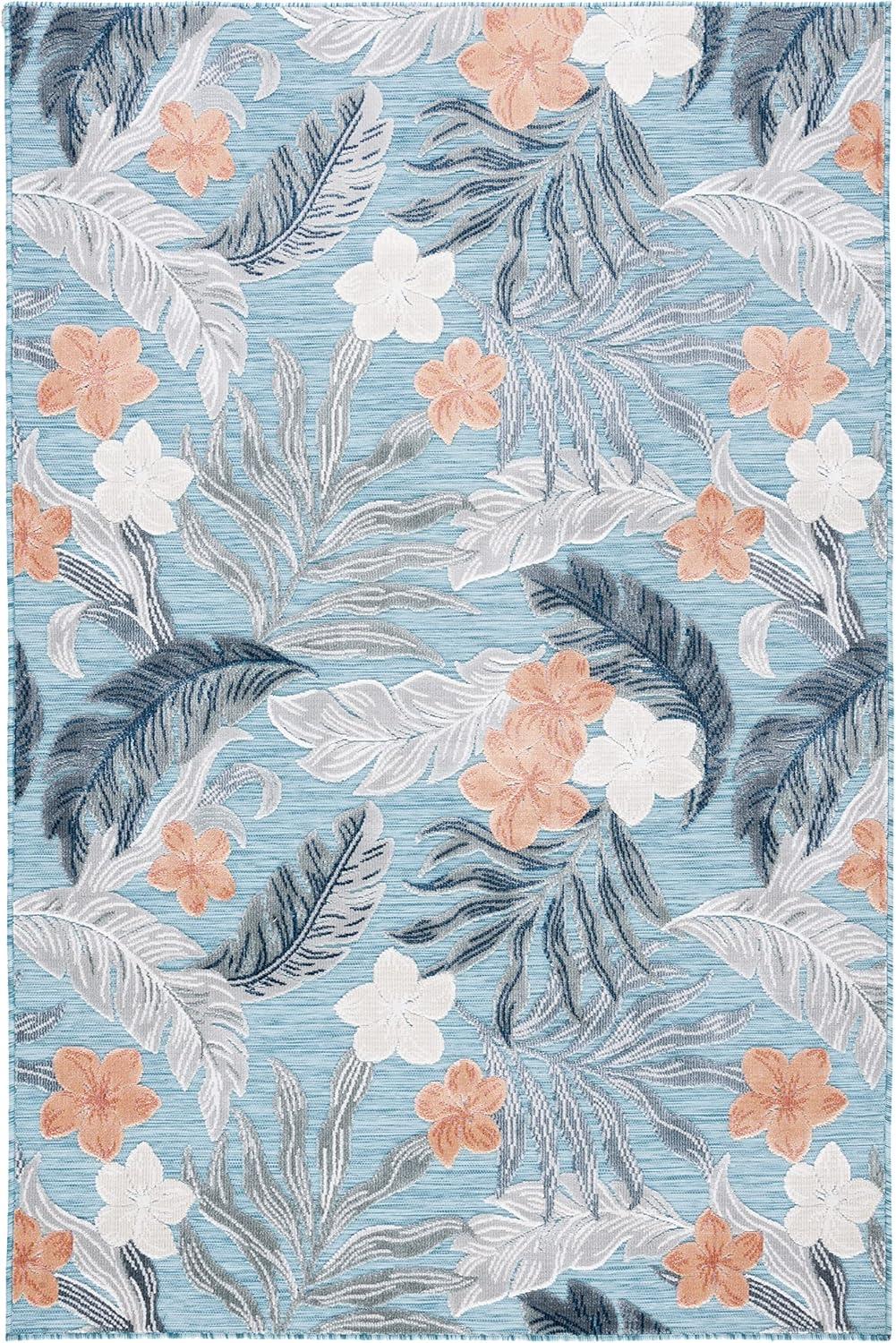 Cabana CBN456 Loomed Indoor/Outdoor Area Rug - Blue/Grey - 5'1"x7'6" - Safavieh