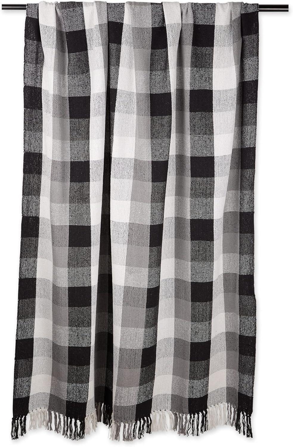 Black Tri Color Check Throw