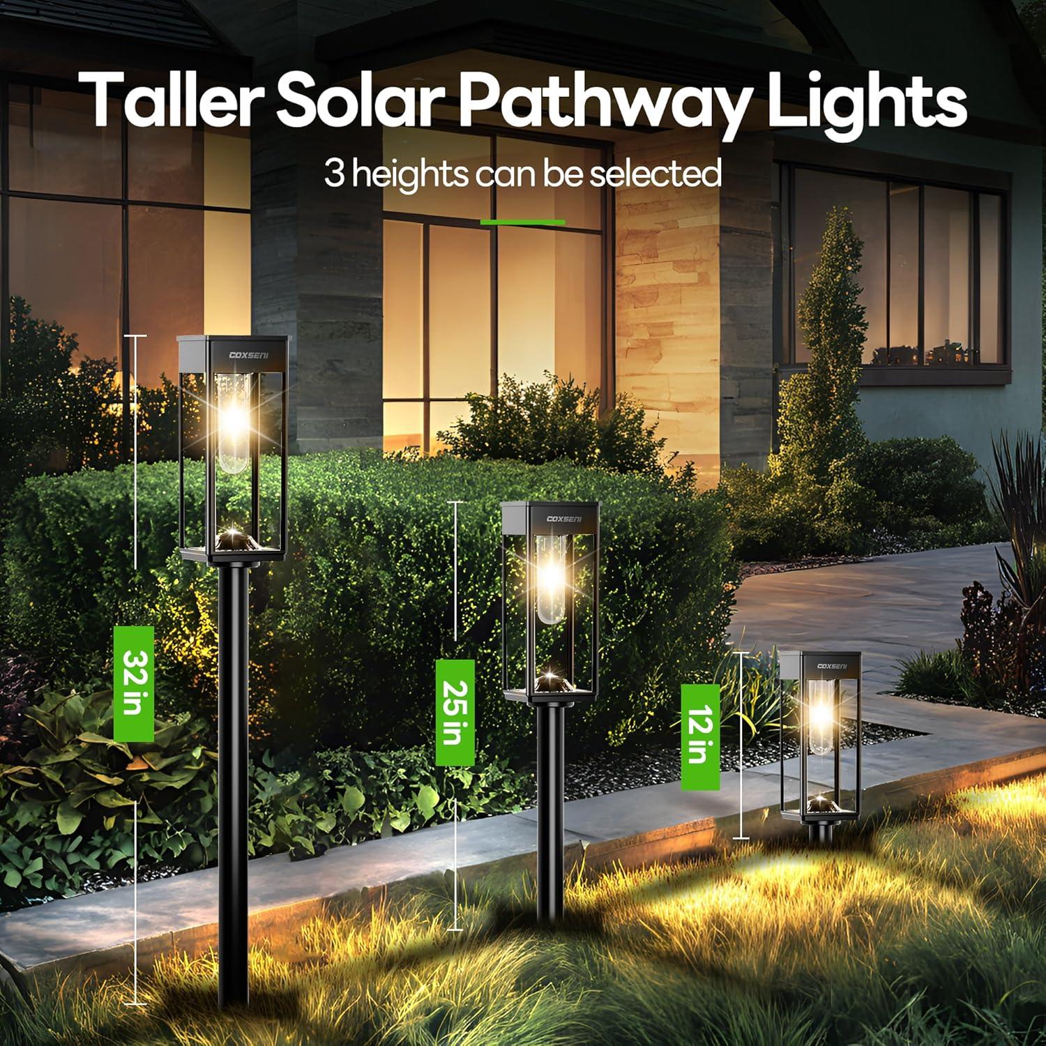 BITPOTT Solar Garden Lighting 8Pack Edison Bulbs Solar Powered Outdoor Pathway Light for Driveway