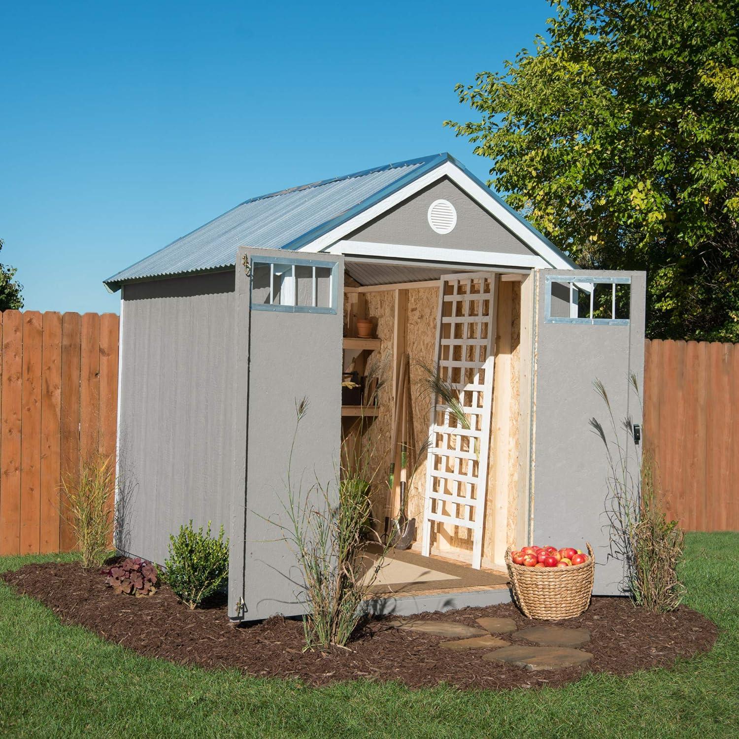 Handy Home Products Garden 6 ft. x 8 ft. Shed with Metal Roof (Floor Included)