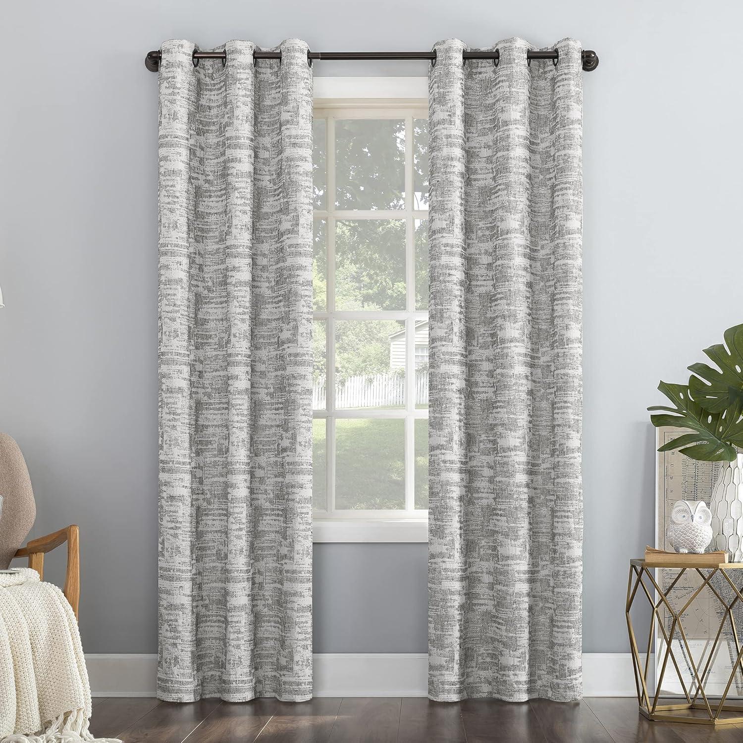 Sun Zero Parrish Distressed Grid Thermal Extreme 100% Blackout Grommet Curtain Panel