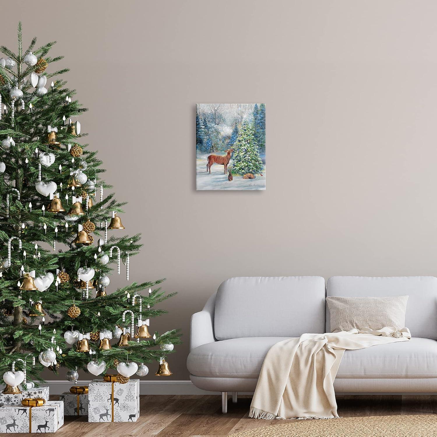 " Winter Woodland Animals Tree " Painting Print