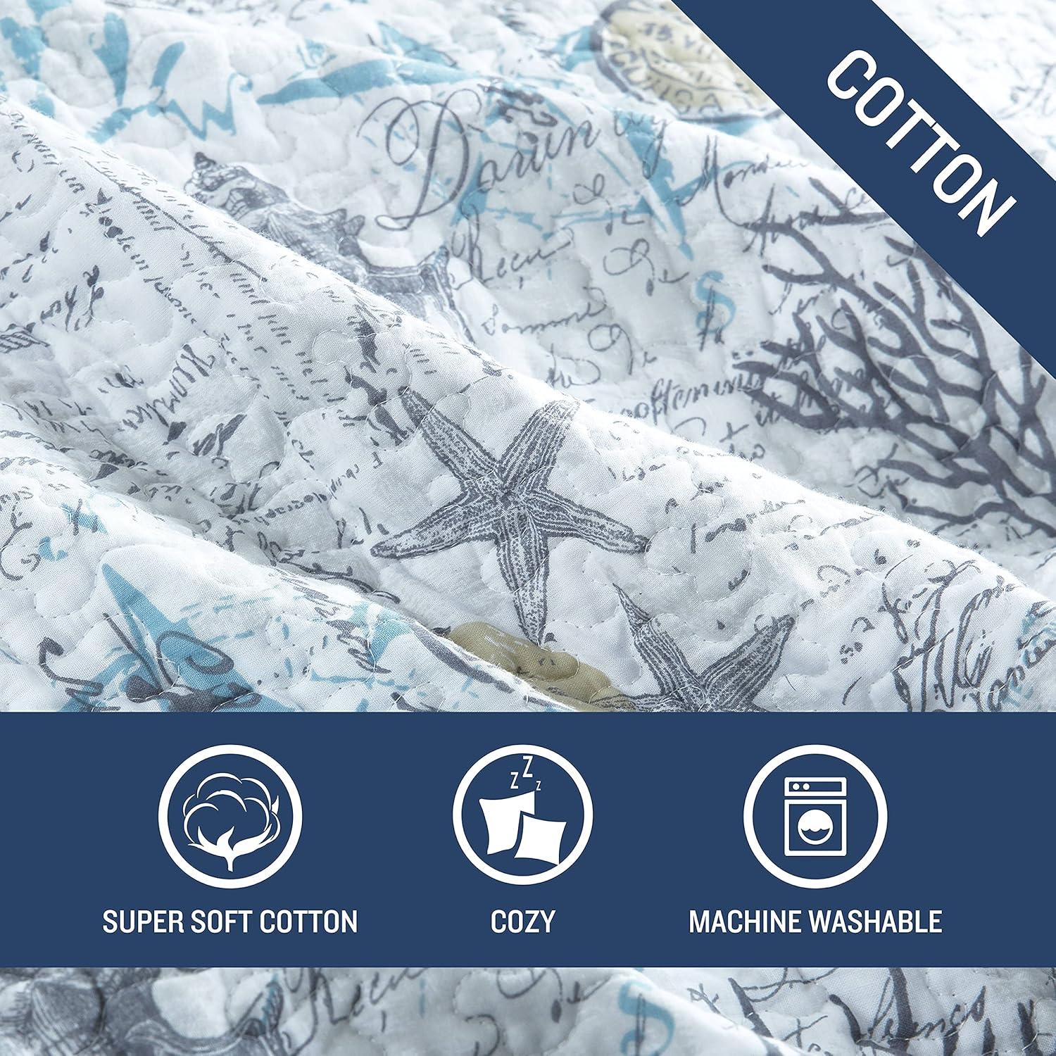 Tommy Bahama Home Tommy Bahama Beach Bliss Grey Cotton Reversible Quilt Set