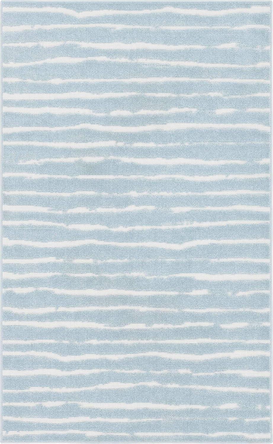Sabrina Soto Indoor / Outdoor Collection Area Rug - Ola (5'  x 8' Rectangle Light Blue/Ivory)