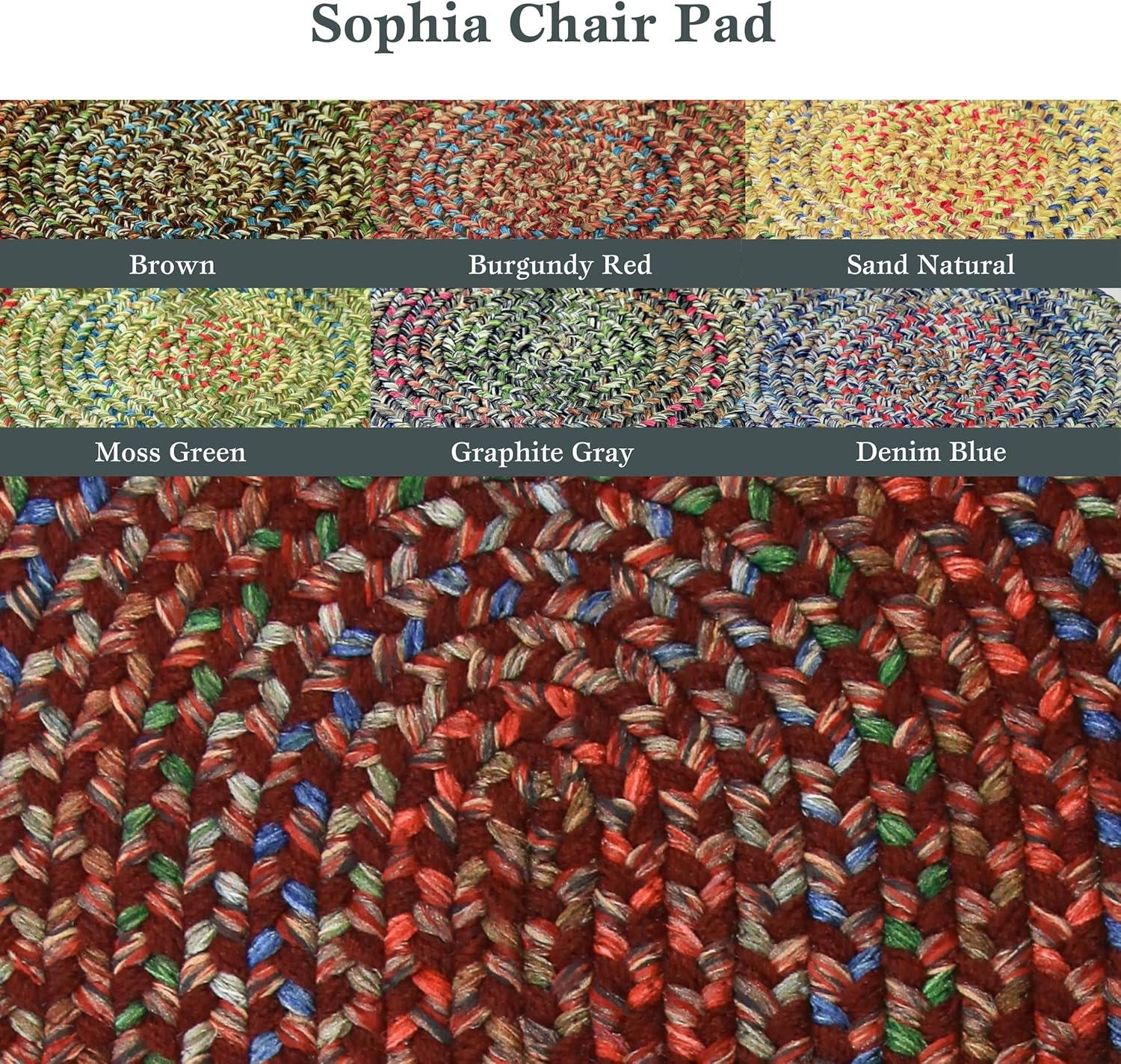 Rhody Rug Katie Braided Chair Pads by  (Set of 4) Burgundy