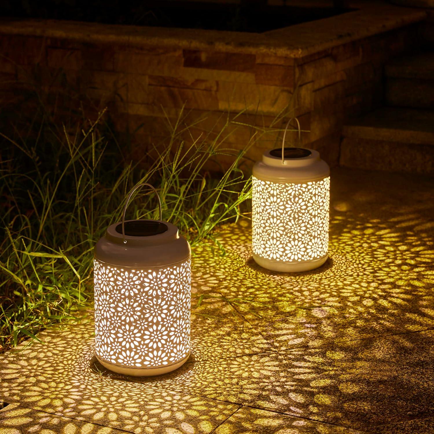 8.75" H Metal Wire Solar Powered Outdoor Hanging Lantern