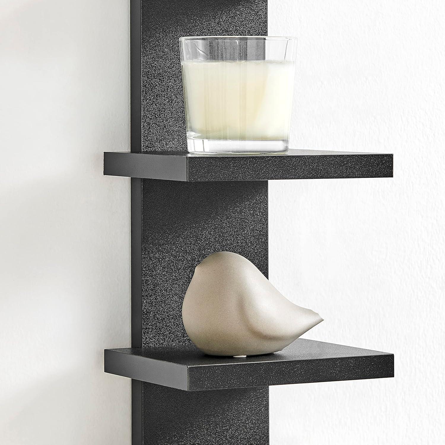 Danya B. 30" x 6" Slim Vertical Column Wall Shelf Black: Mid-Century Modern Laminated MDF, Iron Hardware, 5 Tiers