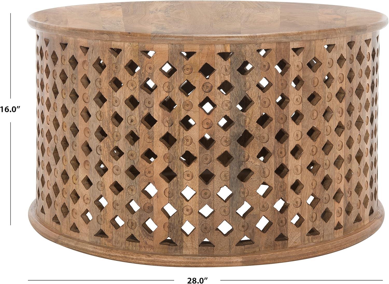 SAFAVIEH Kyrith Rustic Round Coffee Table, Burnt Natural