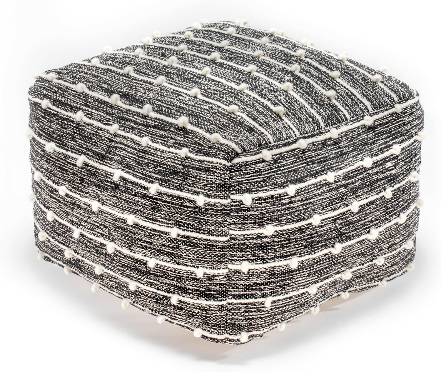 Penelope Pouf Ottoman Brown/Ivory - Anji Mountain: Cotton Blend, No Assembly, Fair Trade Certified