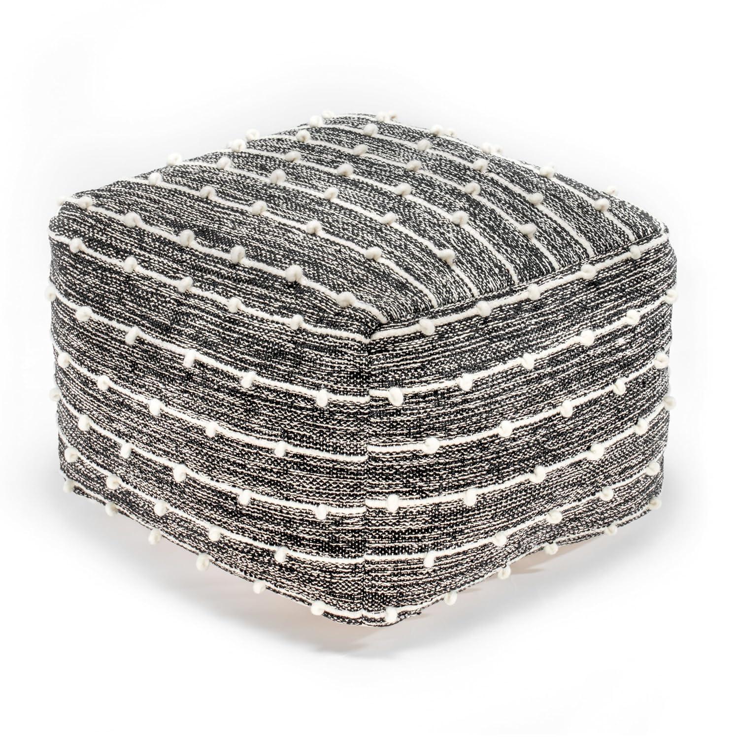 Penelope Pouf Ottoman Brown/Ivory - Anji Mountain: Cotton Blend, No Assembly, Fair Trade Certified
