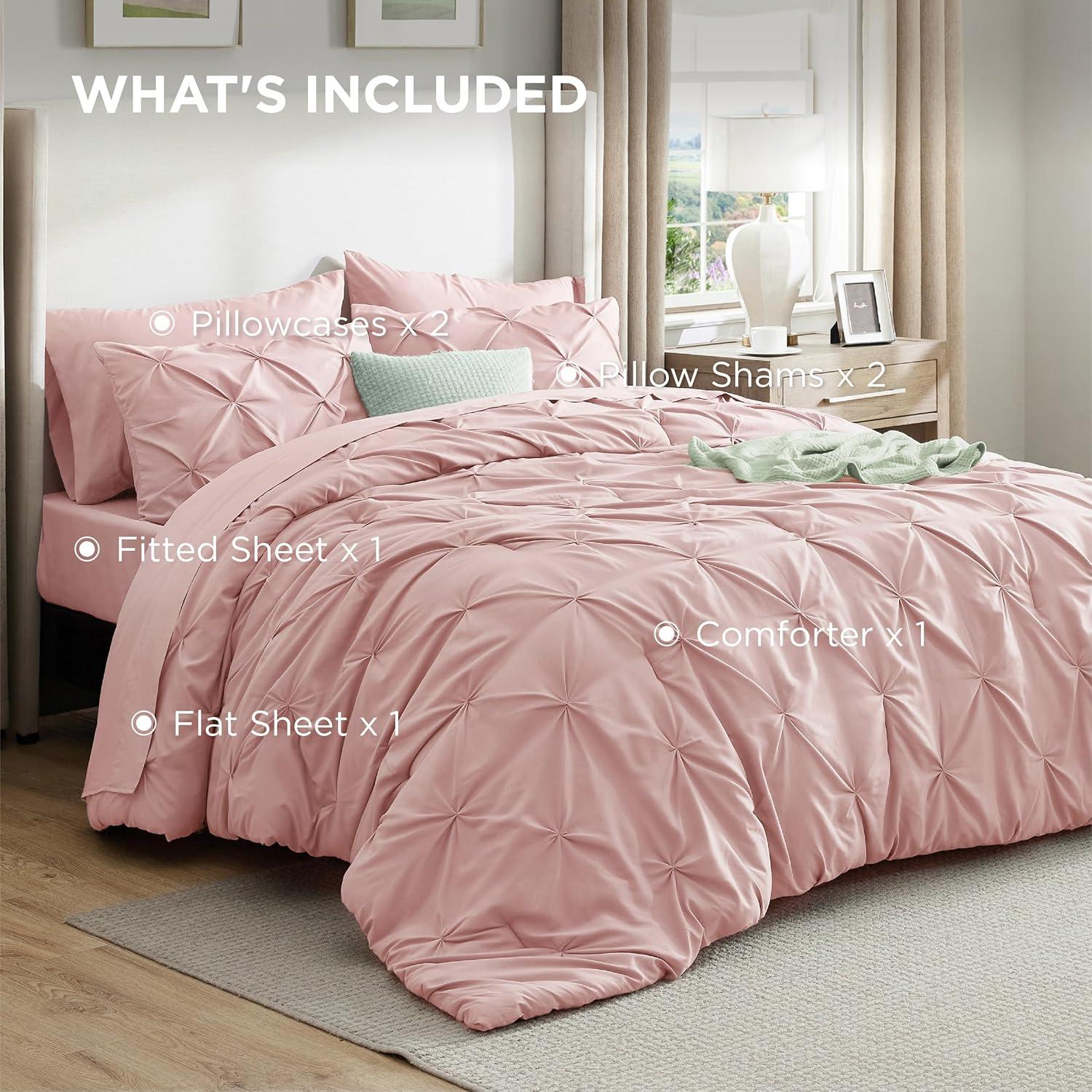 Bedsure California King Sheet Sets - 4 Pieces Soft Cal King Sheets - Breathable & Cooling - Hotel Luxury - Easy Care Polyester Microfiber Bedding for Women, Men, Dusty Pink