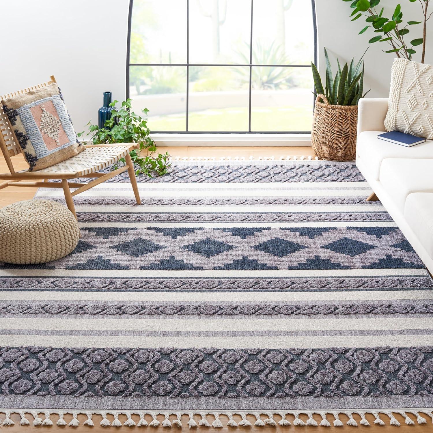 Marrakesh MRK515 Power Loomed Indoor Area Rug - Ivory/Blue - 8'x10' - Safavieh
