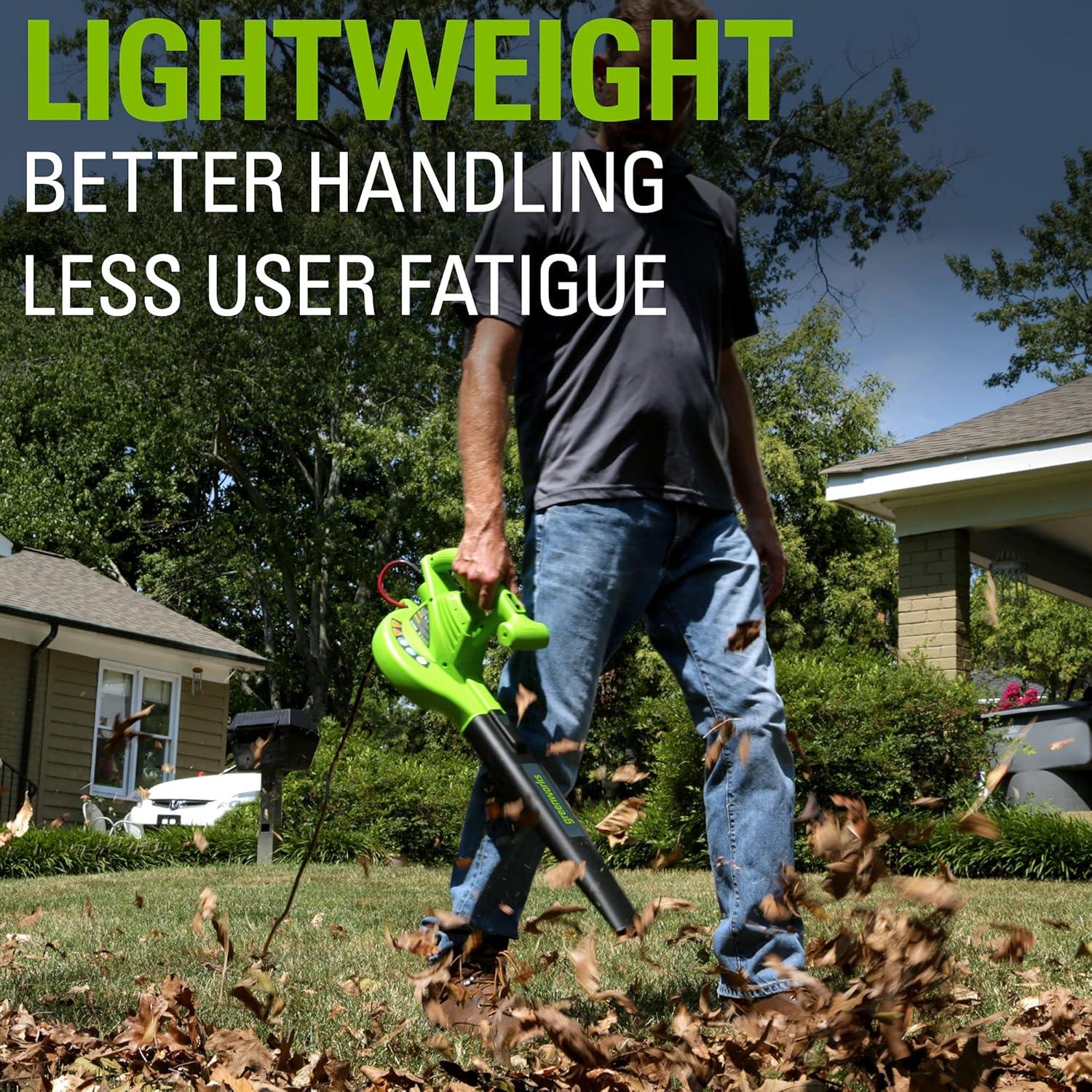 Greenworks 7 Amp 150 CFM at 160 MPH Corded Electric Leaf Blower 24012