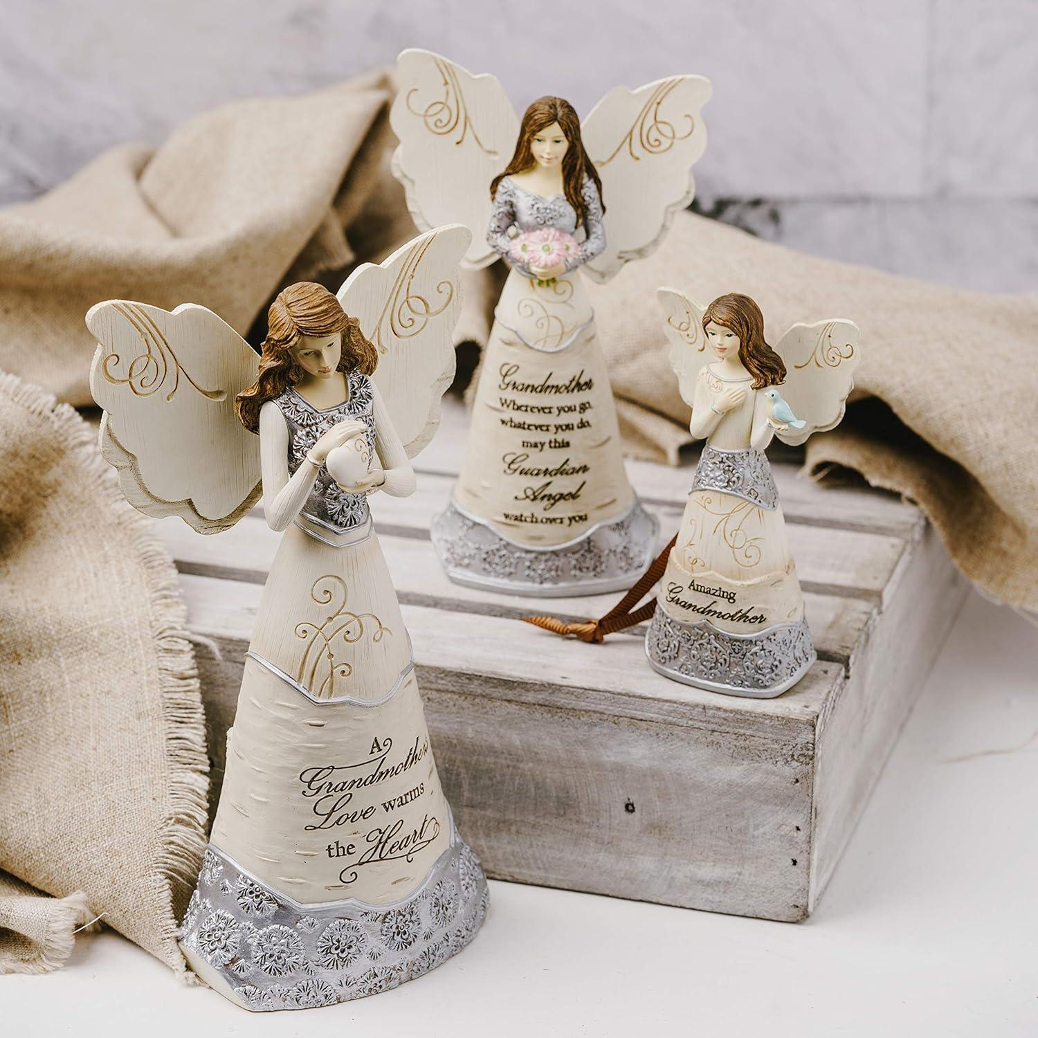 Elements Grandmother Angel Figurine by Pavilion, 8-Inch, Holding Heart, Inscription a Grandmother's Love Warms The Heart