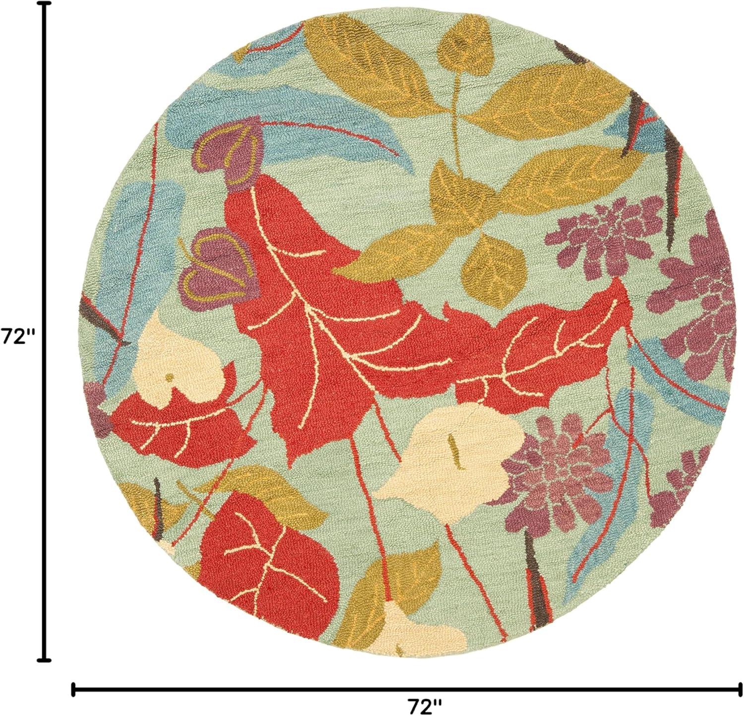 Blossom BLM674 Hand Hooked Area Rug - Blue/Multi - 6' Round - Safavieh.