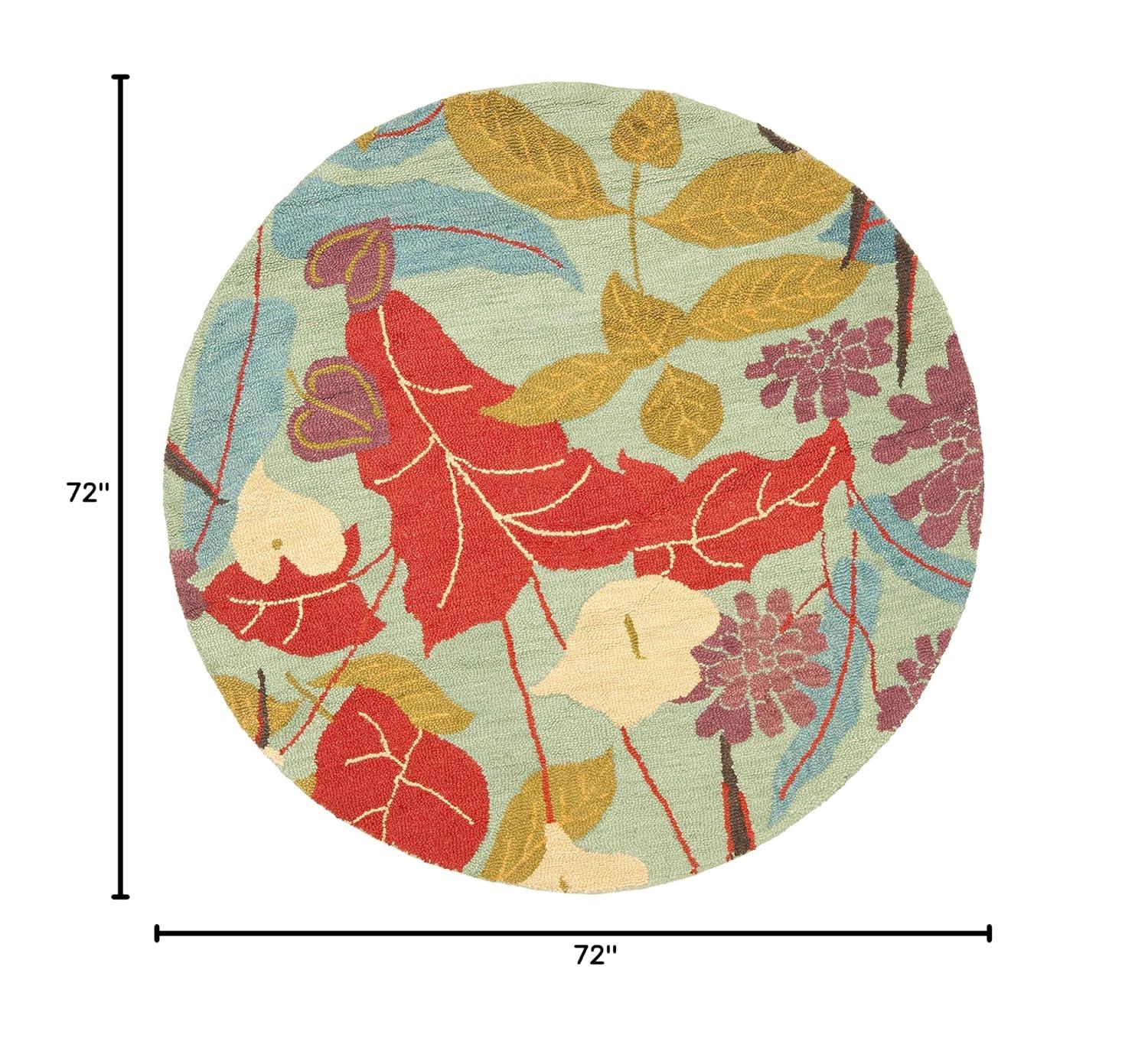 Blossom BLM674 Hand Hooked Area Rug - Blue/Multi - 6' Round - Safavieh.