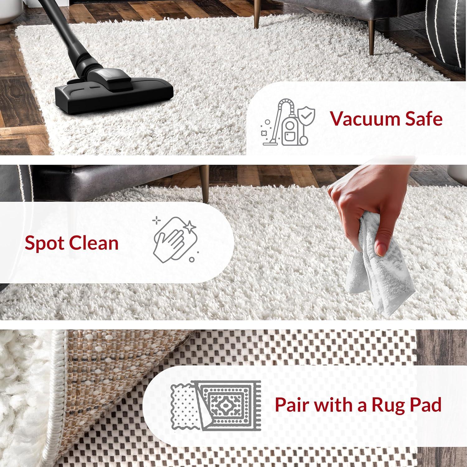 Nuloom Kara Solid 4x6 Shag Indoor Area Rug for Living Room Bedroom Dining Room Nursery, Ivory