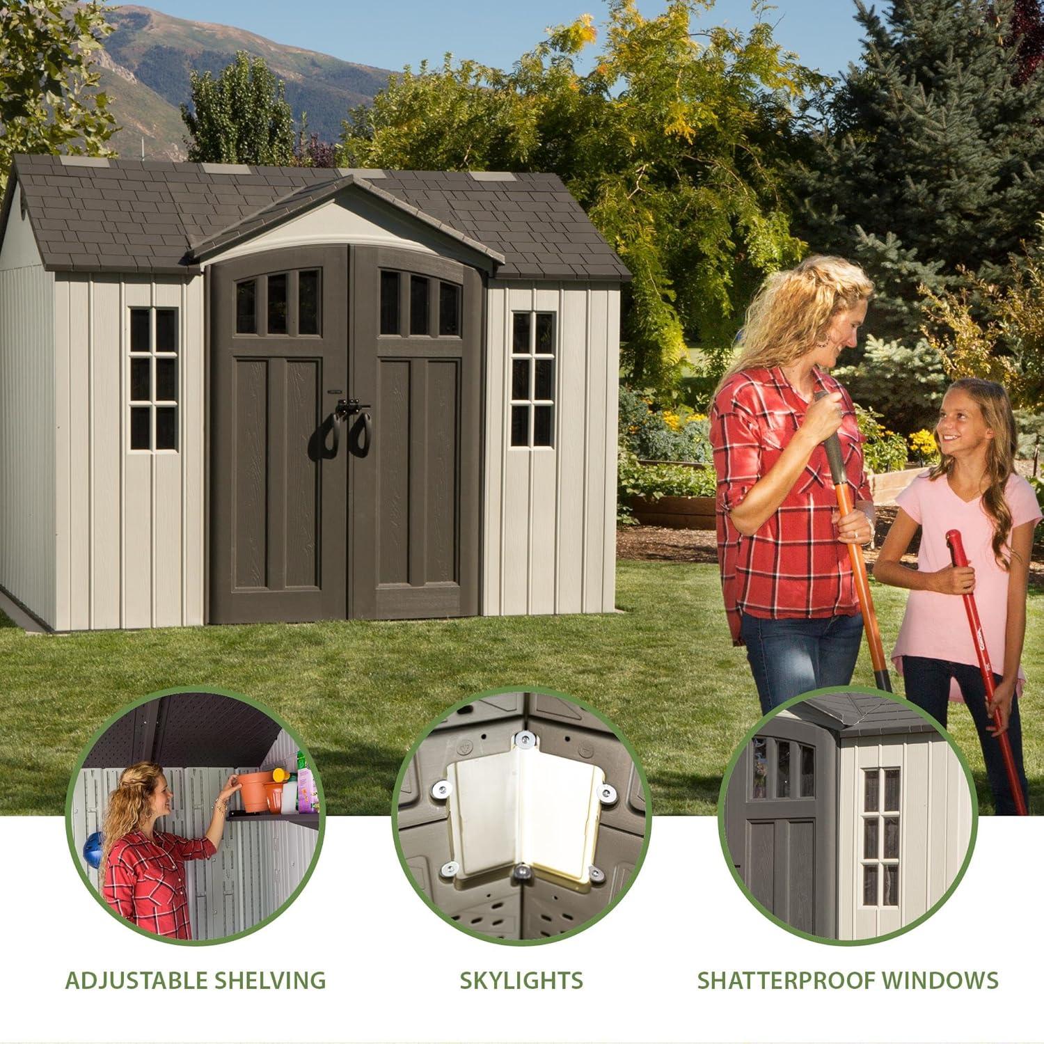 Lifetime Polyethylene Storage Shed, 71.25 sq. ft.,10 ft. x 8 ft. x 8 ft., Gray (60243)