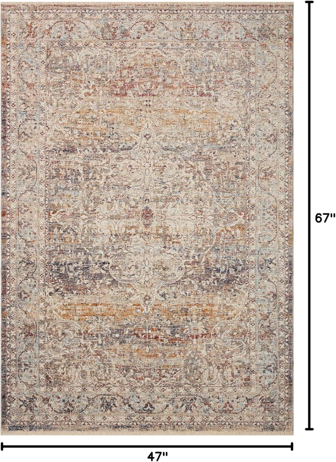 Sorrento Ivory Rectangular Synthetic Vintage Area Rug