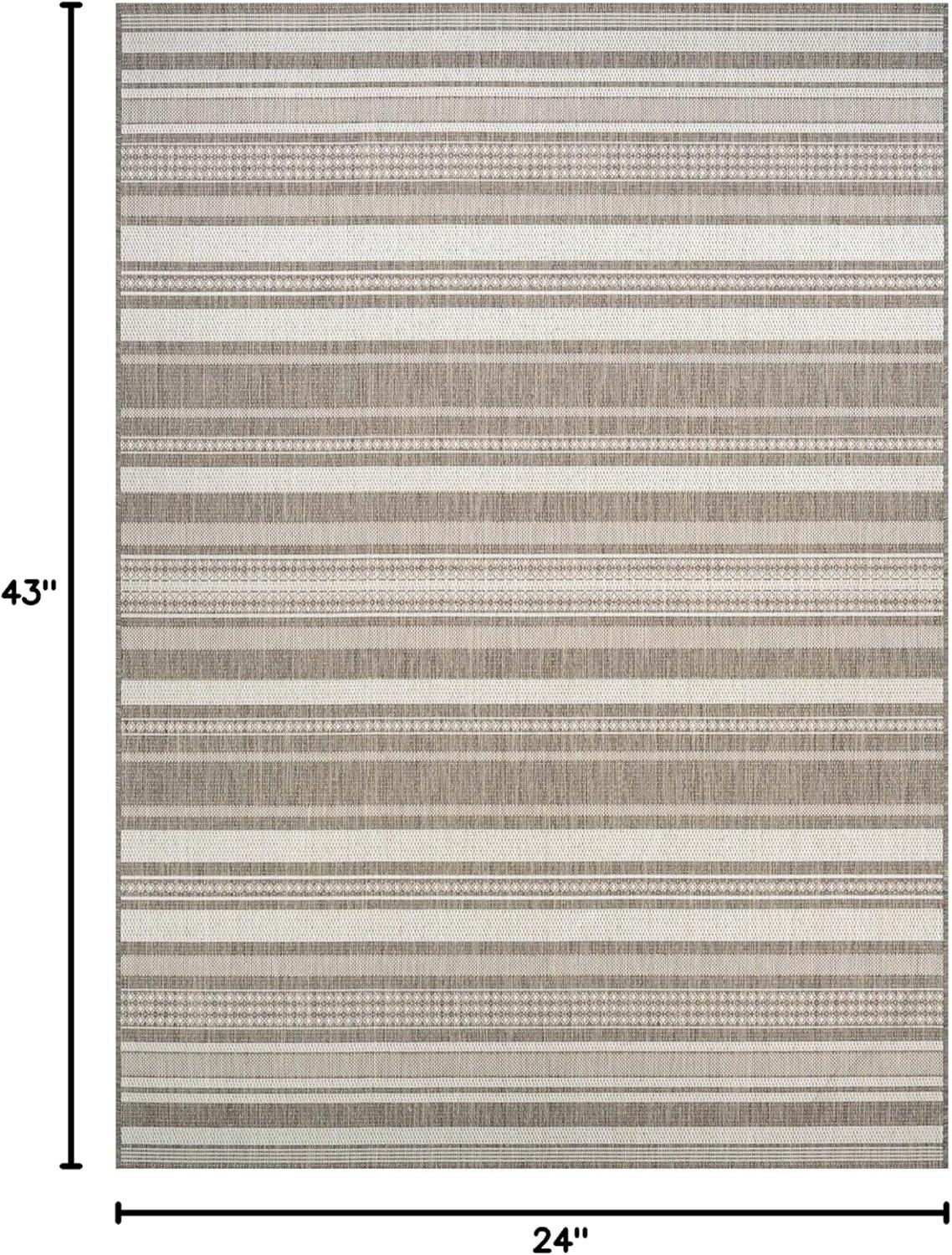 Couristan Recife Gazebo Stripe Indoor / Outdoor Area Rug, Champagne- Taupe, 2' x 3'7"