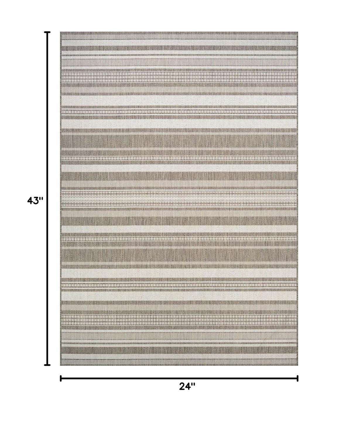 Couristan Recife Gazebo Stripe Indoor / Outdoor Area Rug, Champagne- Taupe, 5'3" x 7'6"