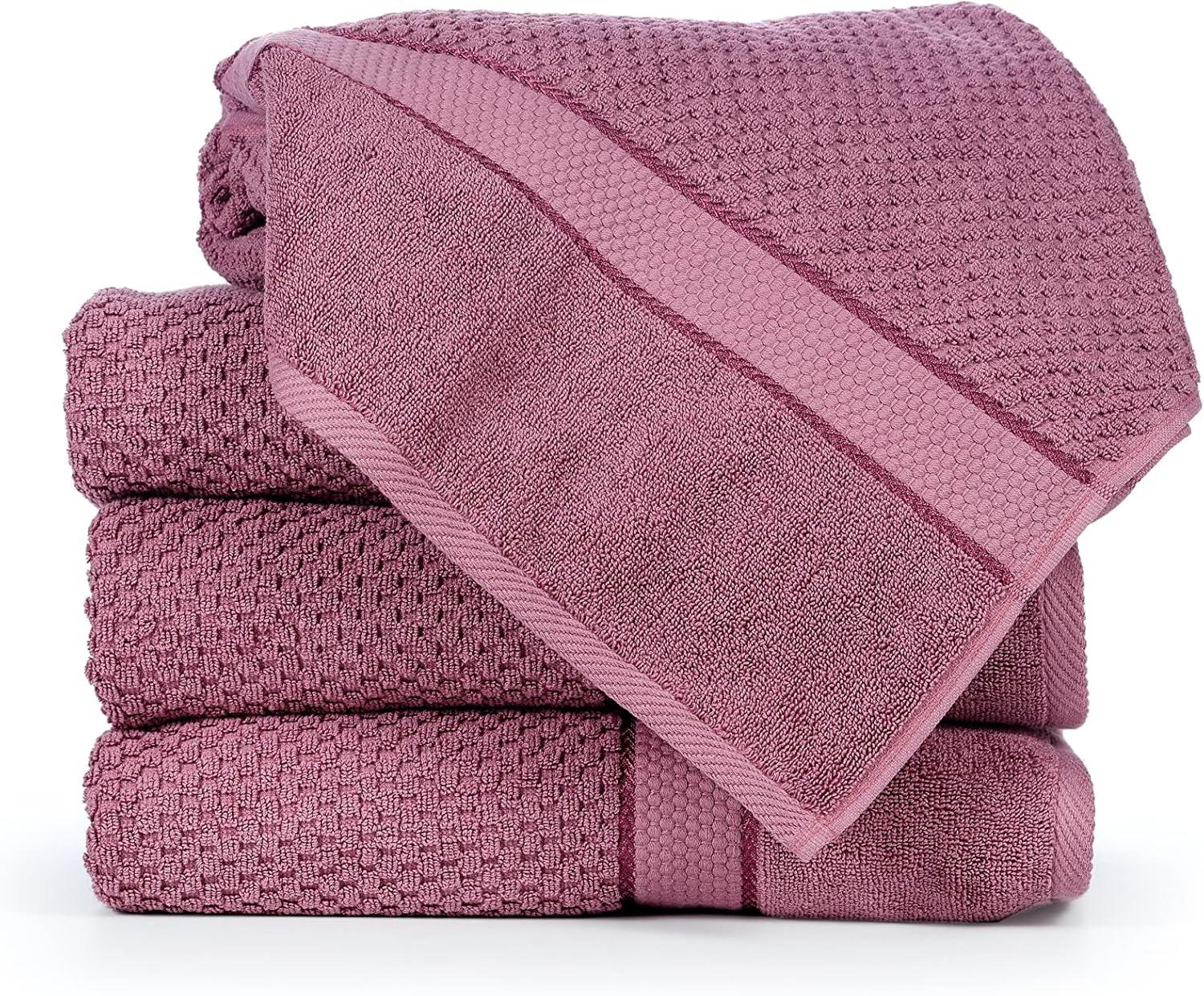 Ample Decor 100% Cotton Bath Towels for Bathroom Set of 4 - Popcorn Textured, Quick Dry, Highly Absorbent - Mulaayam Collection - 30 X 54 Inch