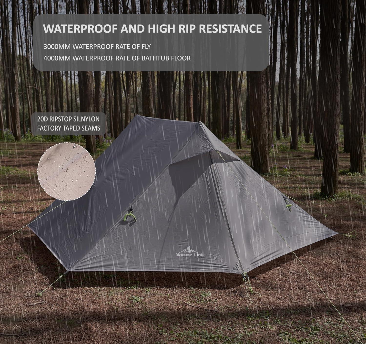 Smoke Grey Ultralight 2-Person Backpacking Tent with Vestibule