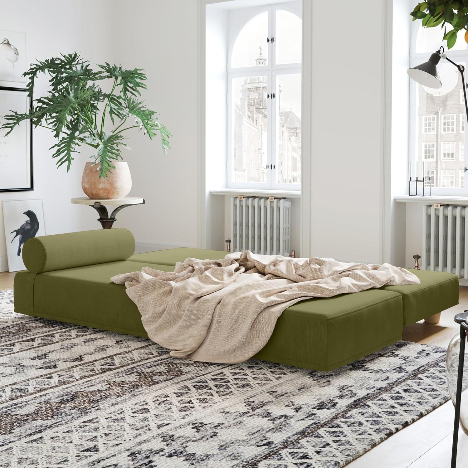 Jaxx Alon Daybed | Fold-Out Sleeper | Queen-Size Mattress - Moss