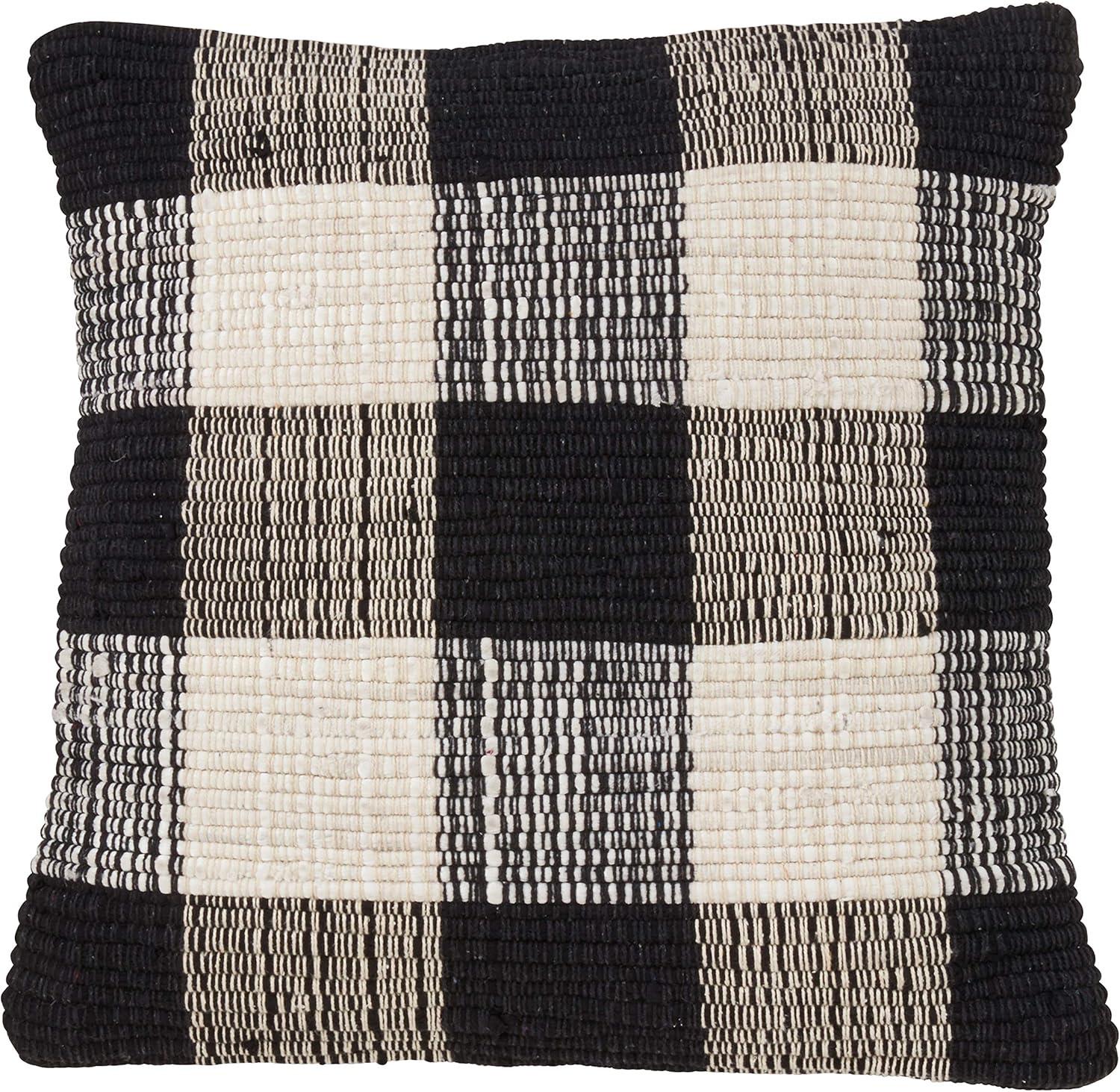 Black and White Cotton Buffalo Plaid Euro Pillow Cover