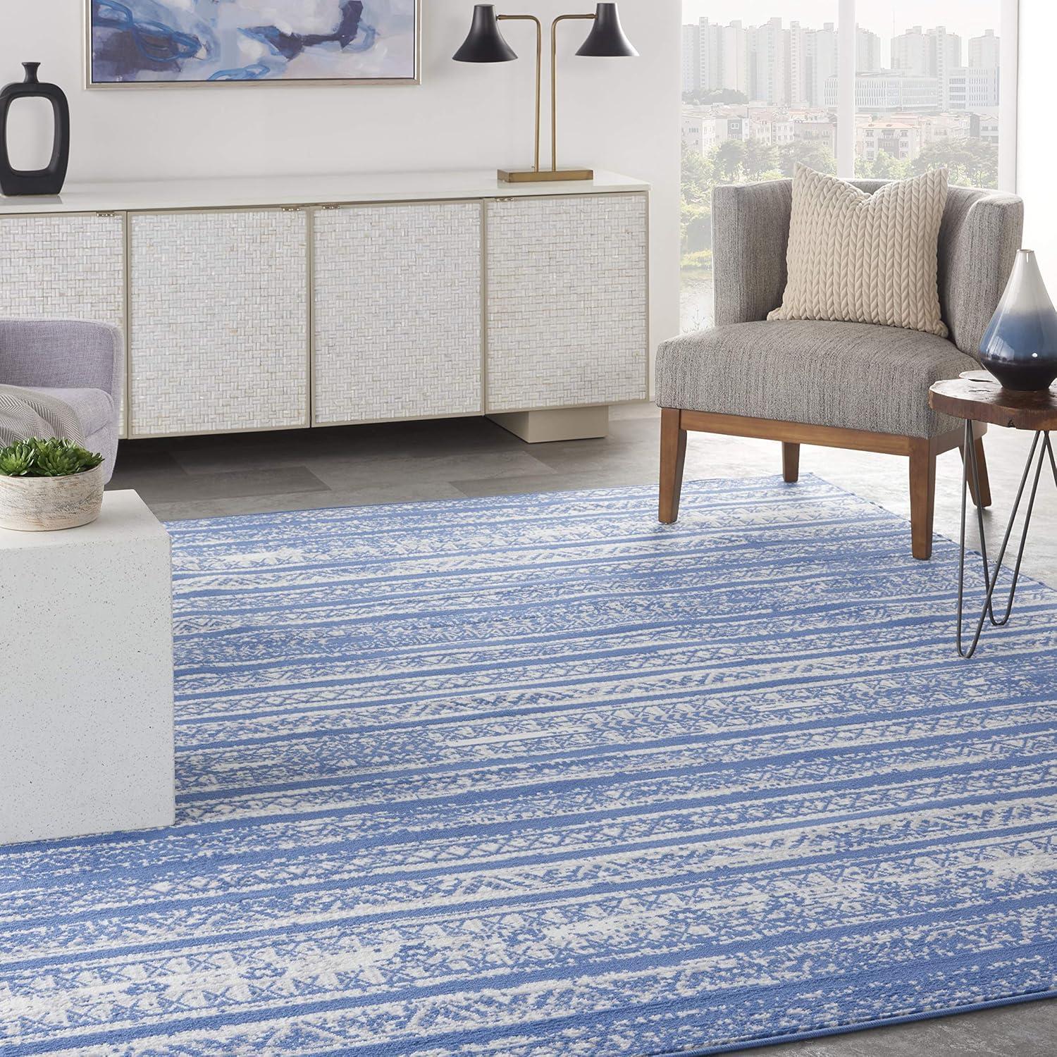 Pleasanton Abstract Blue/Ivory Area Rug