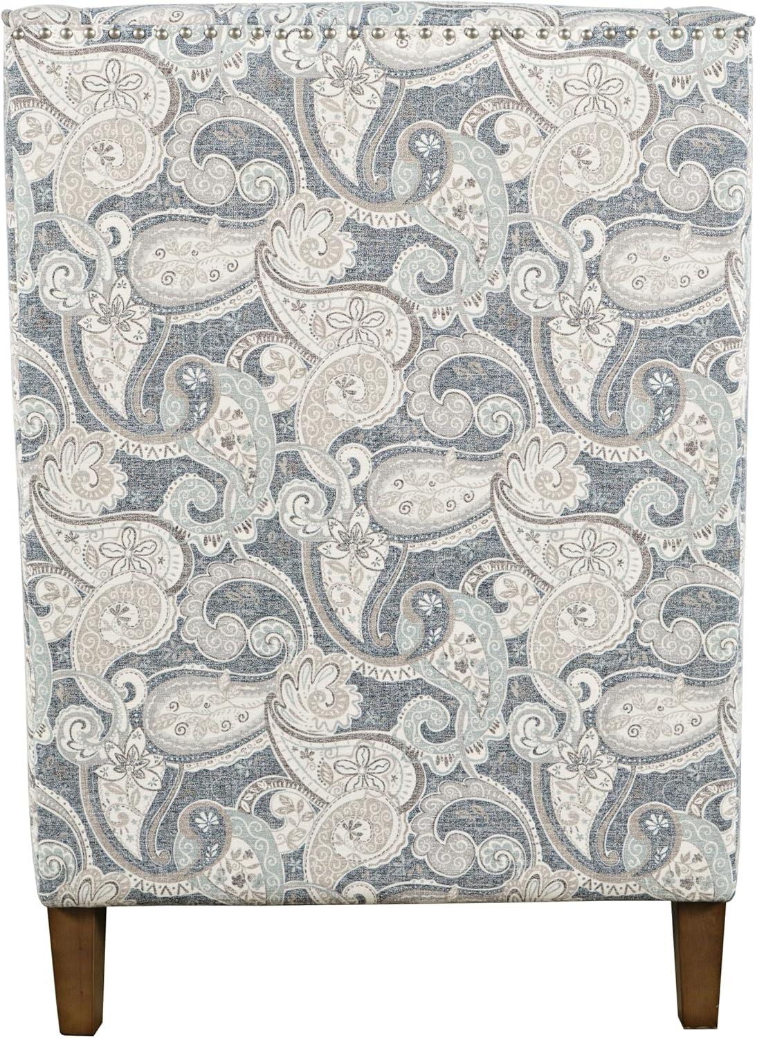 Jofran Westbrook Paisley Fabric Transitional Upholstered Accent Chair with Nailhead Trim