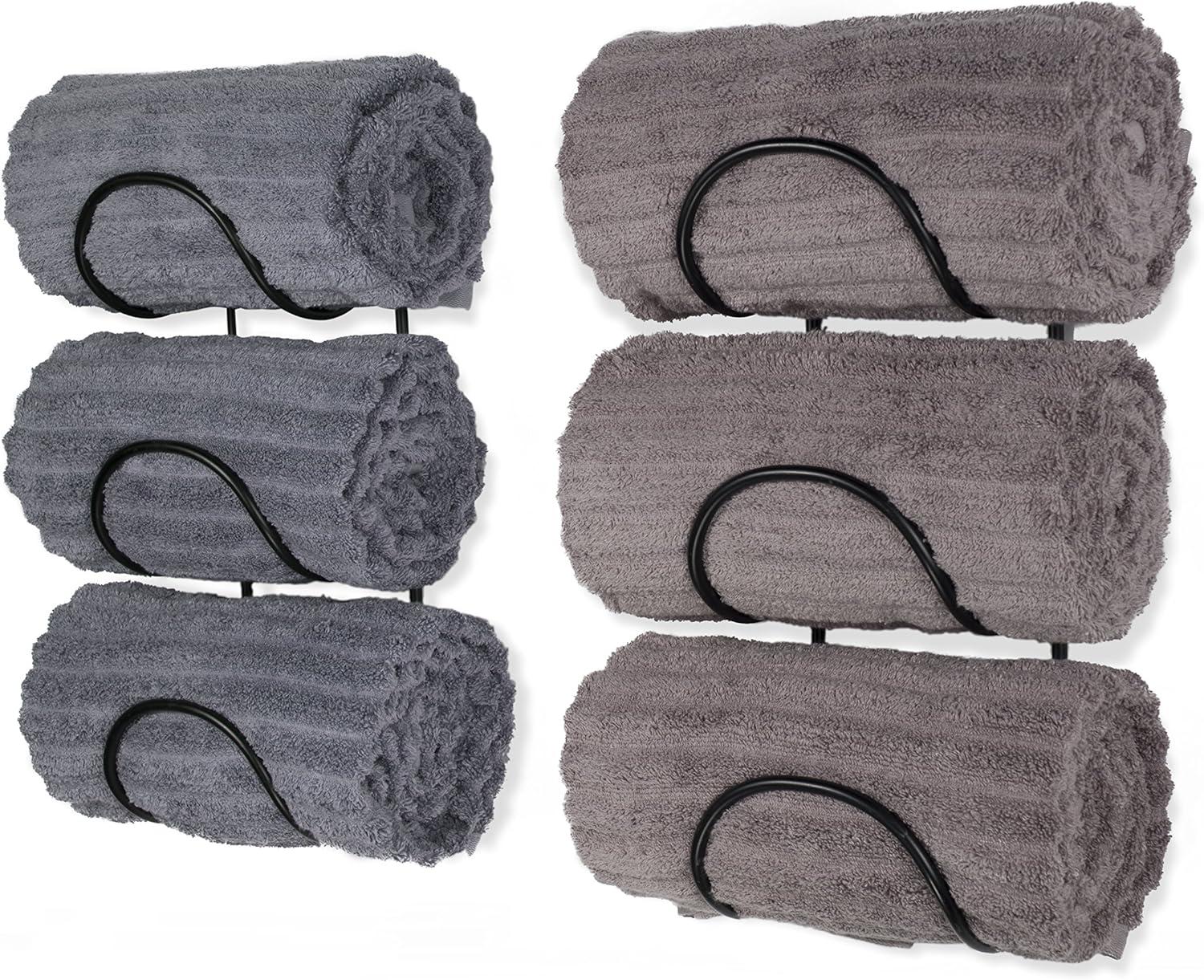 Black Wrought Iron Wall Mounted Towel Rack Set