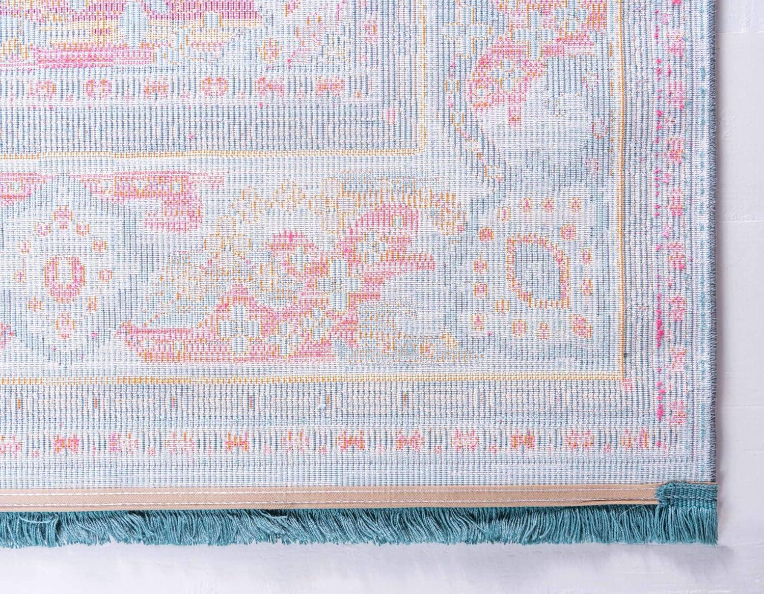 Unique Loom Baracoa Collection Area Rug - Malecon (2' 2" x 3' 1" Rectangle Light Blue/Orange)