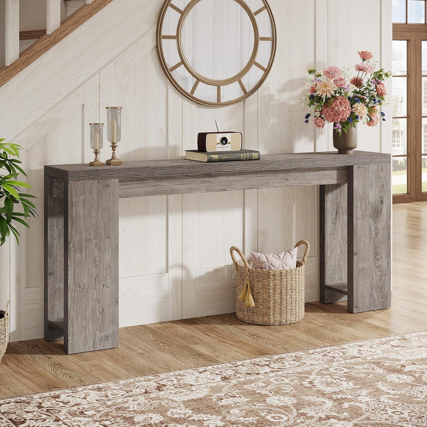 Millwood Pines 70.9" Console Table For Entryway, Farmhouse Wood Sofa Couch Tale