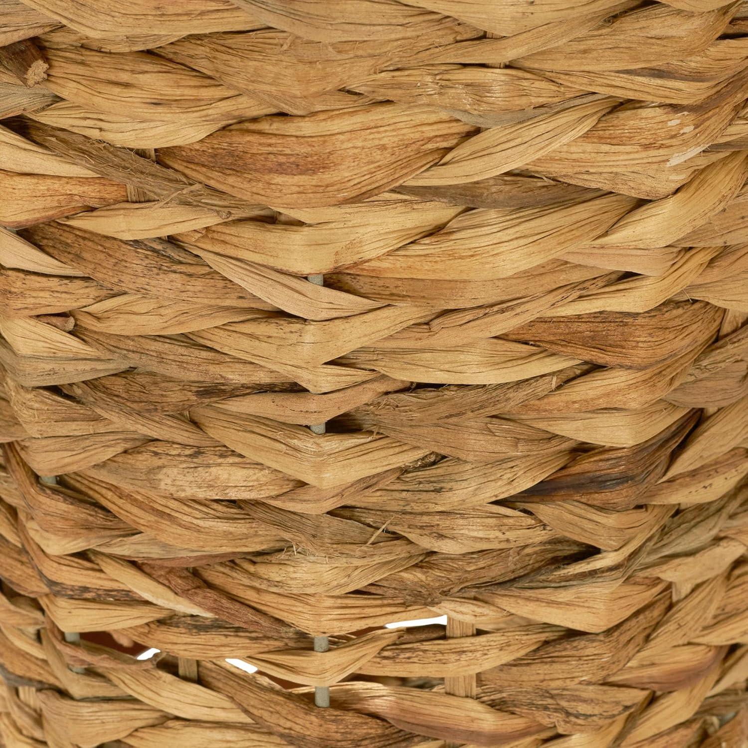 Wicker Waste Basket, Woven Leaf Basket with Wire Frame