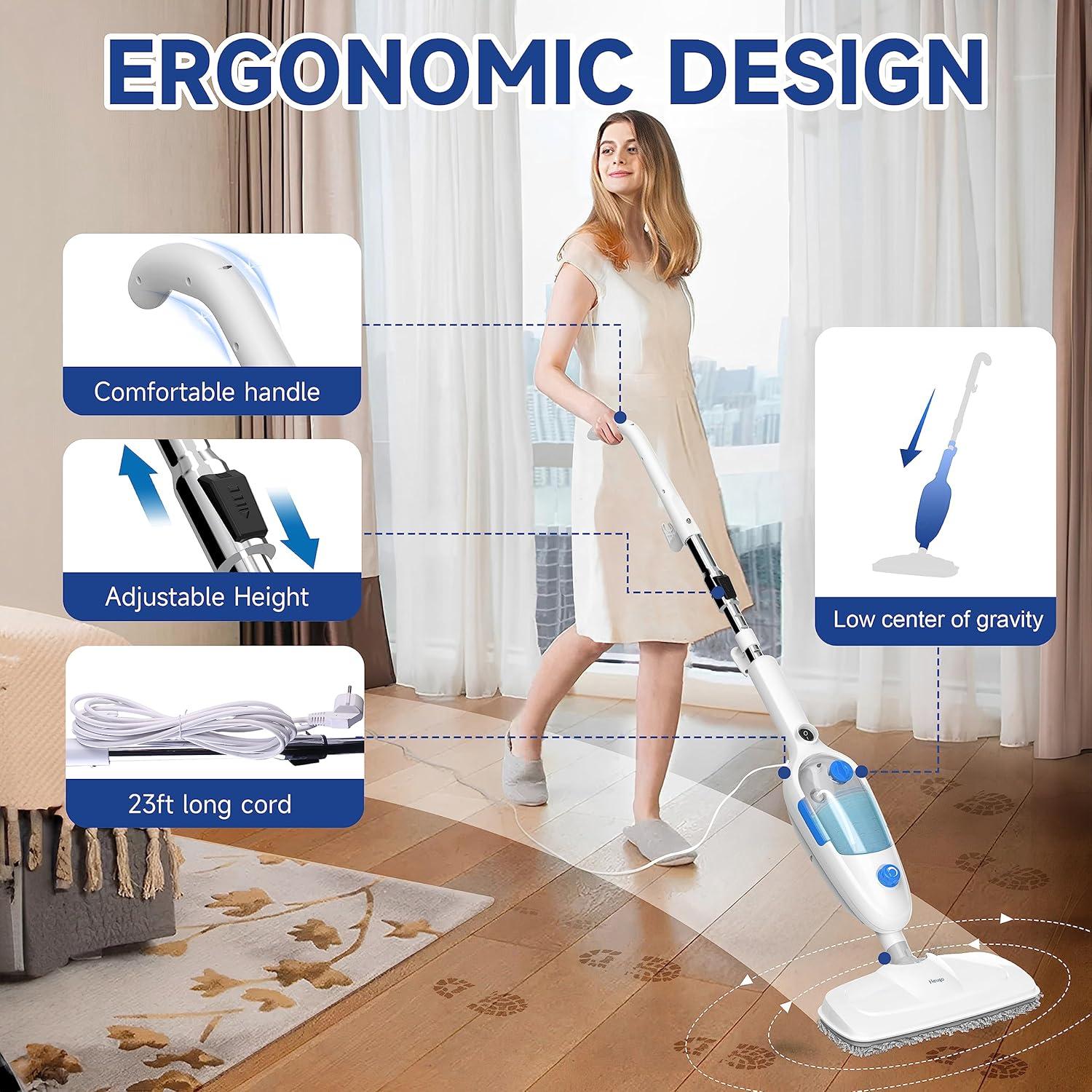 Adjustable Steam Mop for Hardwood and Tile Floors with 23ft Cord