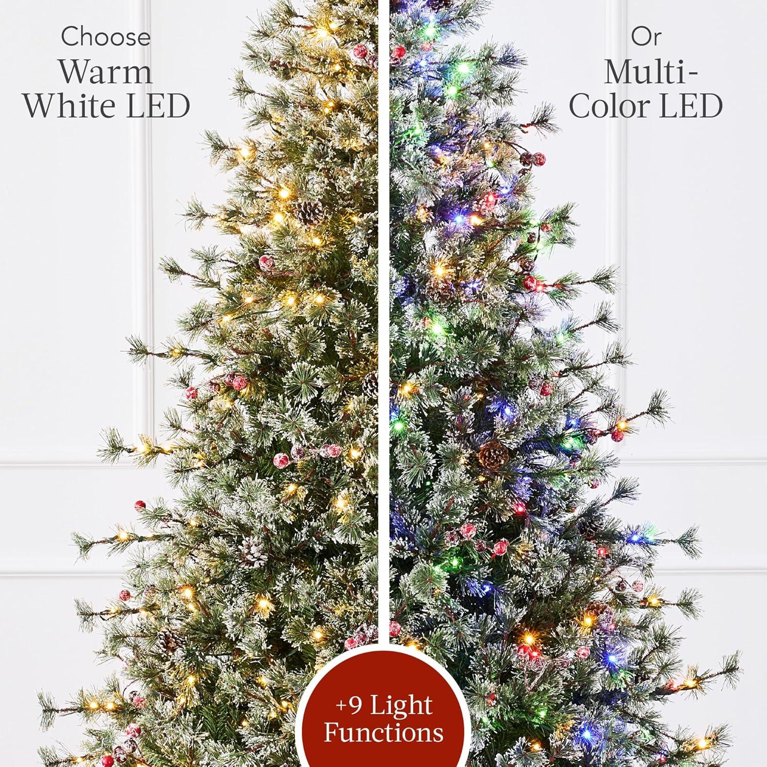 Best Choice Products Pre-Lit Cashmere Christmas Tree, Premium Semi-Flocked Pre-Decorated Artificial Holiday Décor