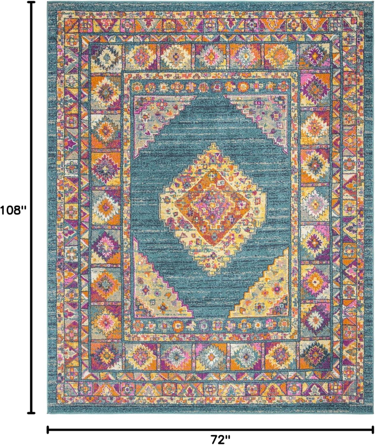 Madison MAD133 Power Loomed Indoor Area Rug - Light Blue/Orange - 6'x9' - Safavieh