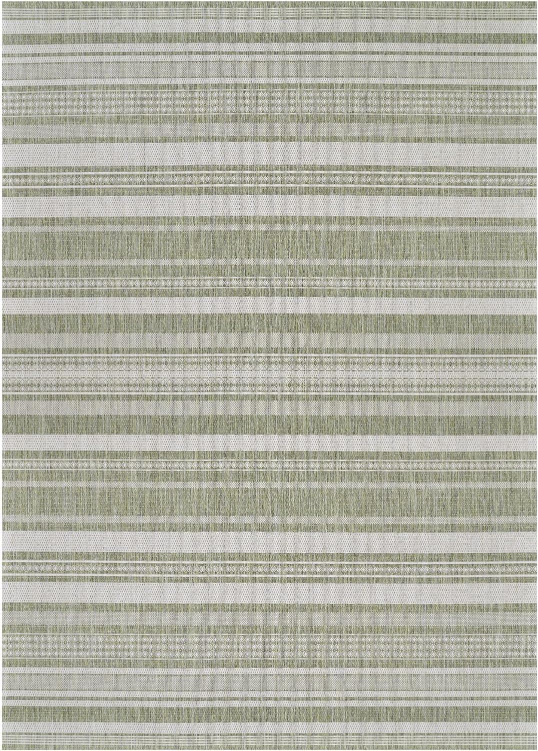 Ivory Sage Leaf Stripe 8'6" x 13' Synthetic Flatwoven Area Rug